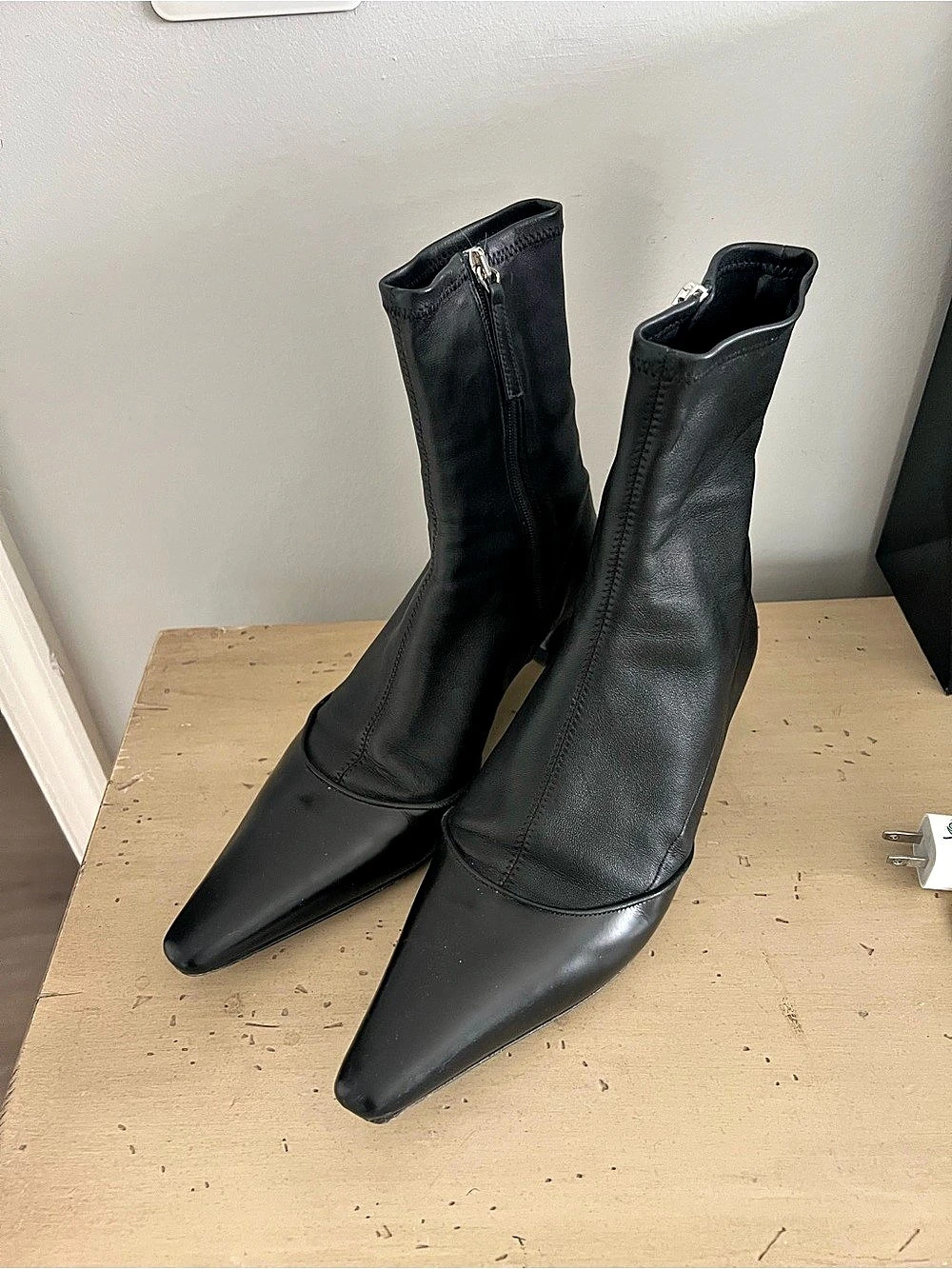 Acne Studios Stretch Leather Ankle Boots Black EU 39